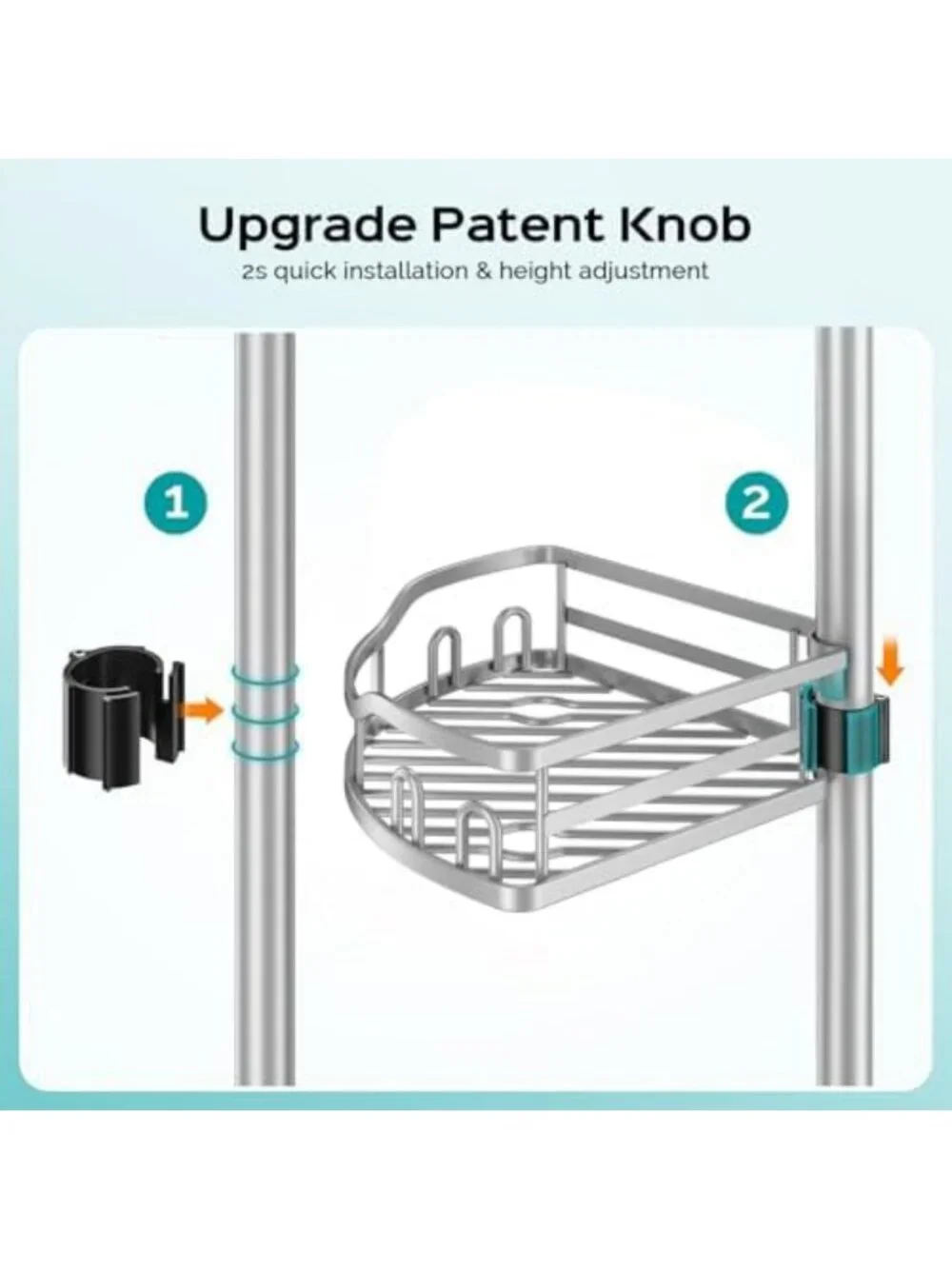 Rustproof 4-Tier Corner Shower Caddy Tension Pole - Adjustable Bathroom